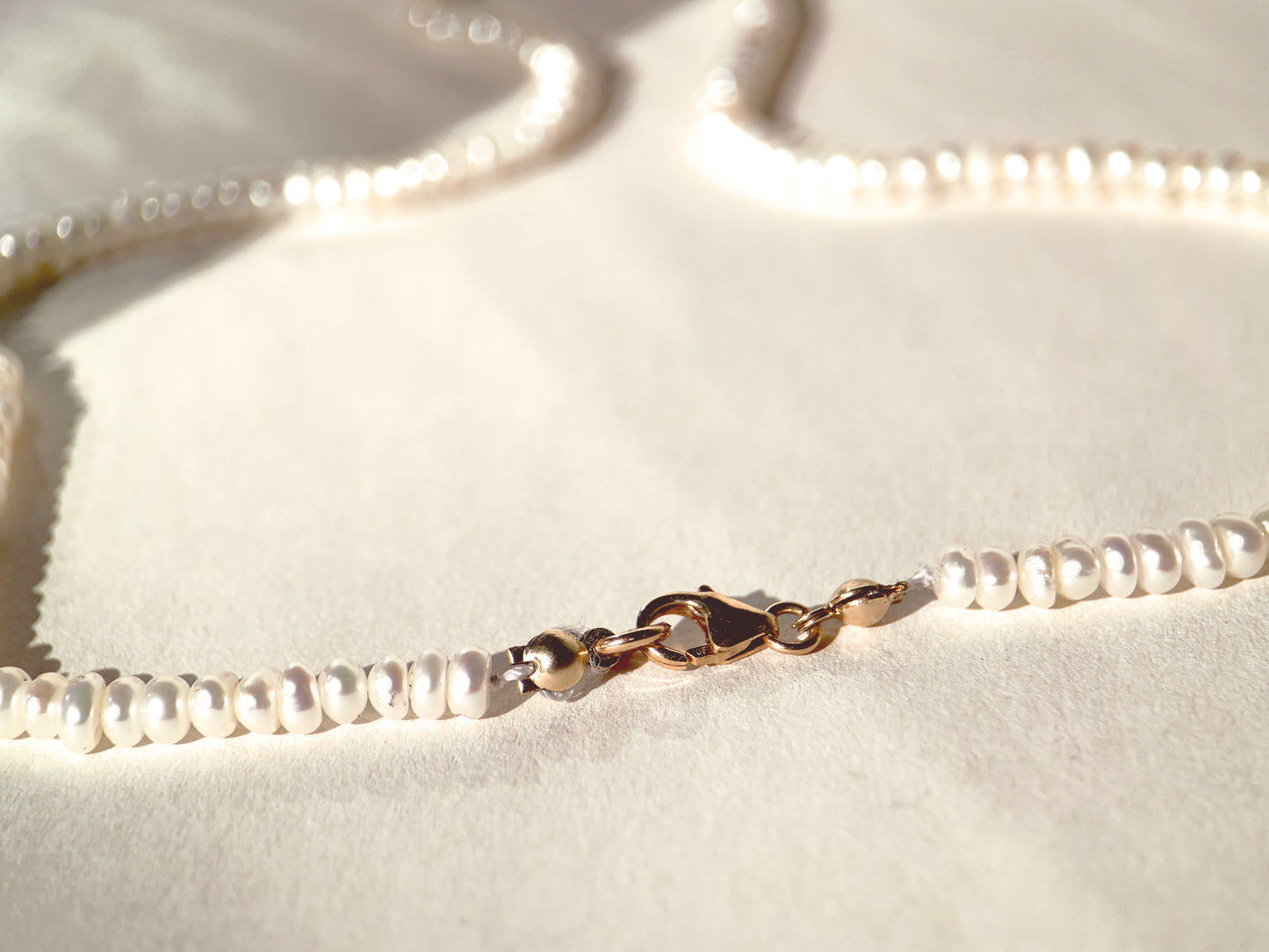 Organic Shape 3mm Natural Freshwater Pearl Necklace