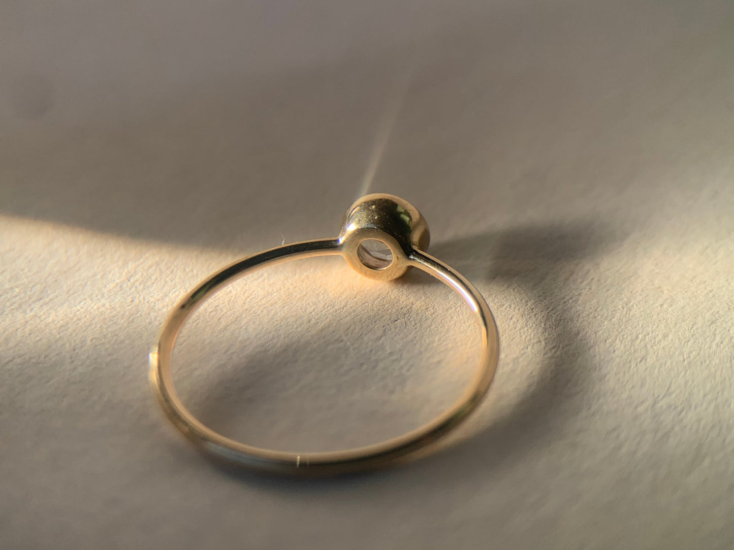 Round Aquamarine Bezel-Set Gold Ring