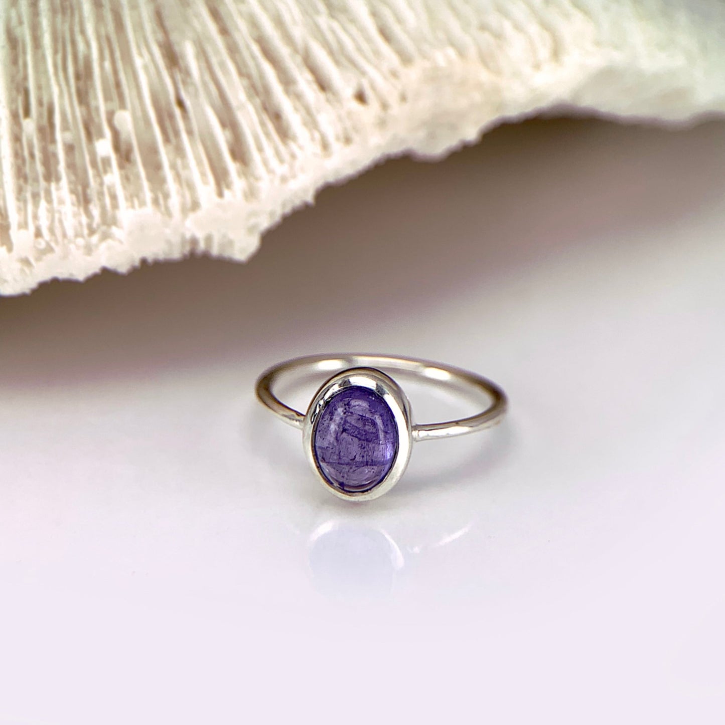 Natural Tanzanite in Sterling Silver Ring