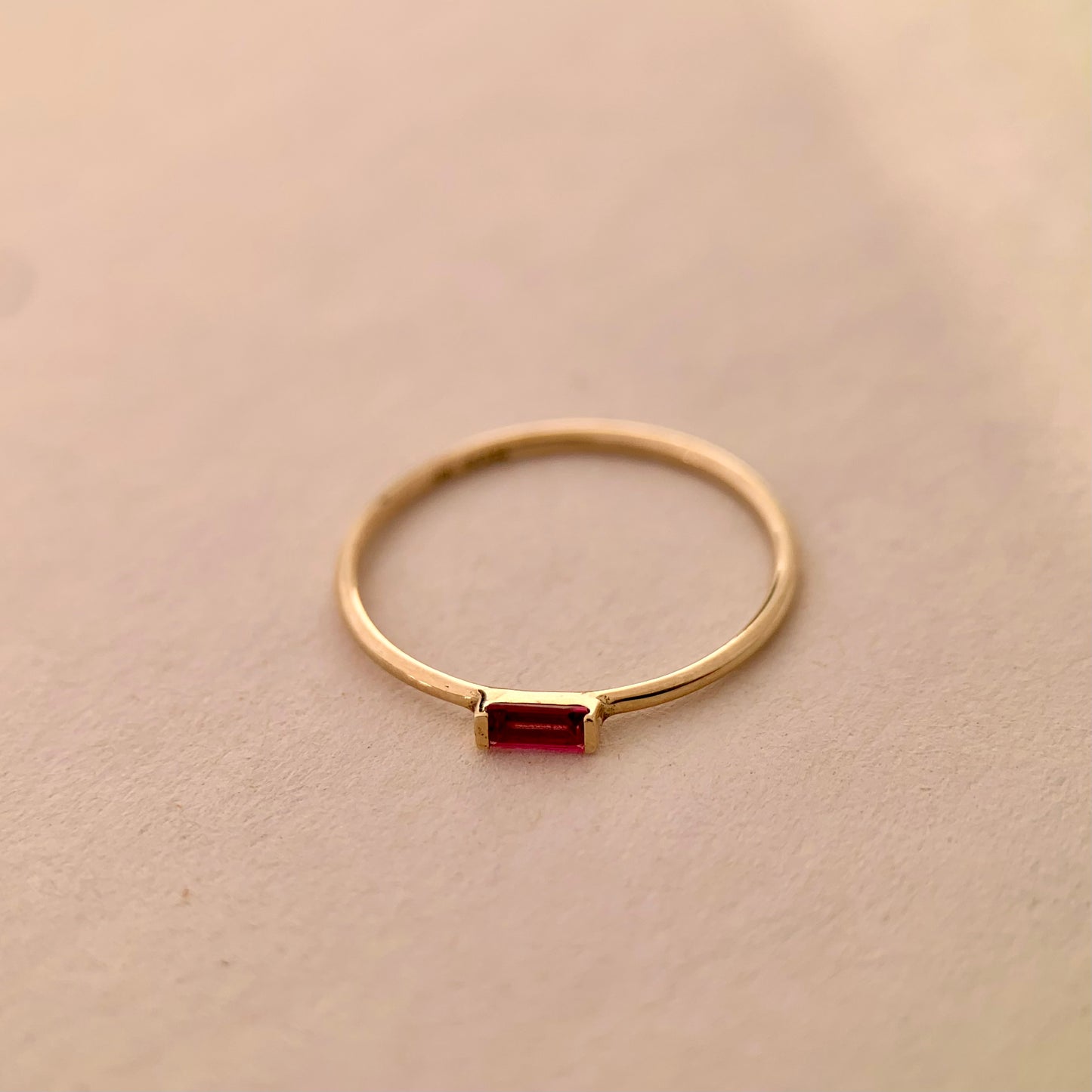 Baguette-cut Ruby and Gold Ring