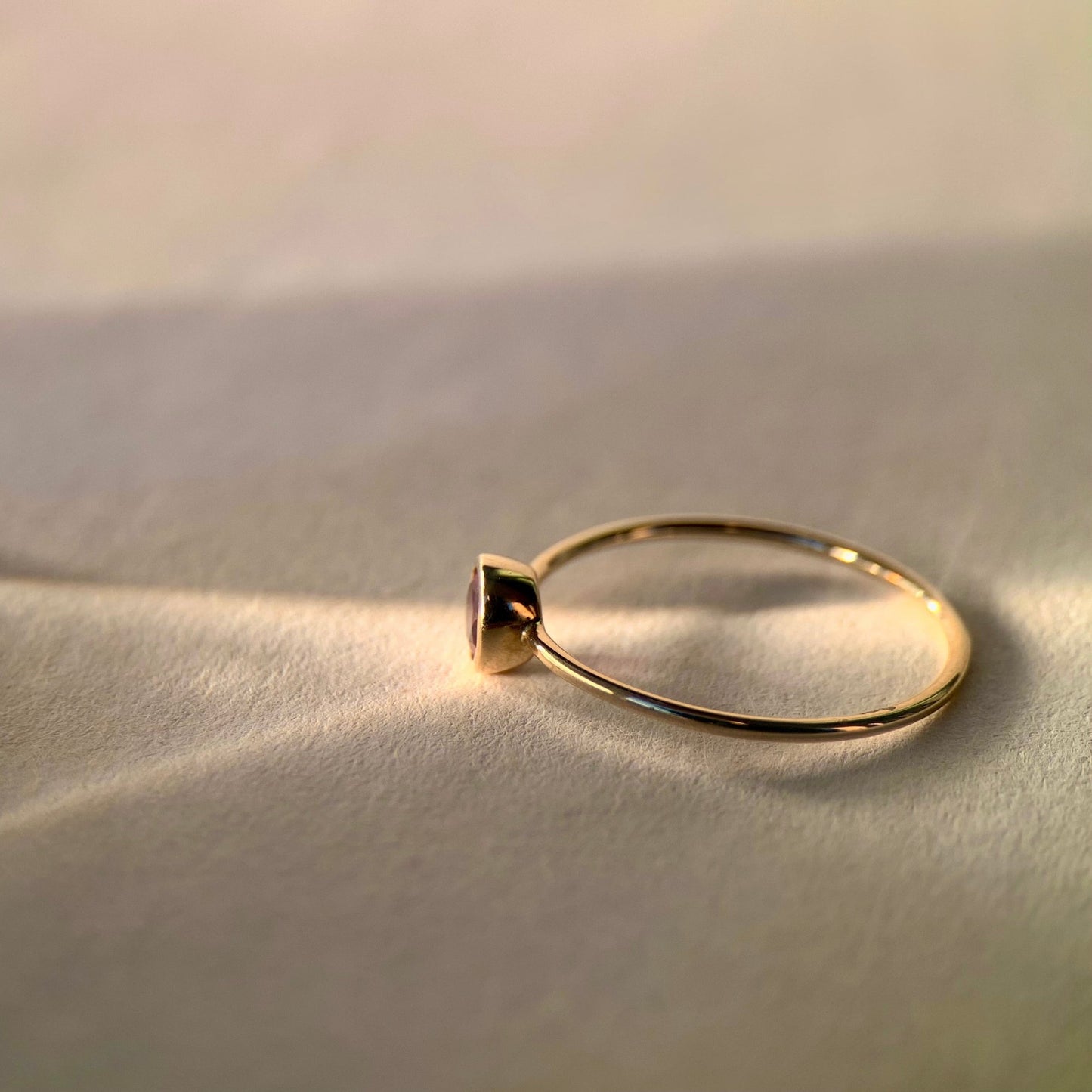 Round Ruby Bezel-Set Gold Ring