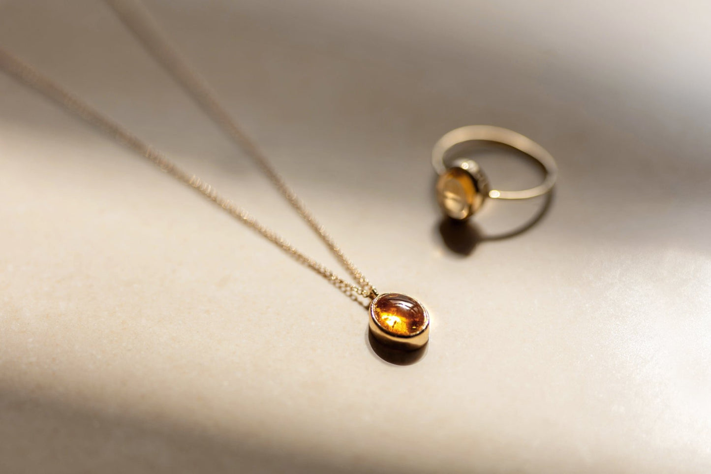 Yellow Citrine in Solid 10k yellow Gold Pendant