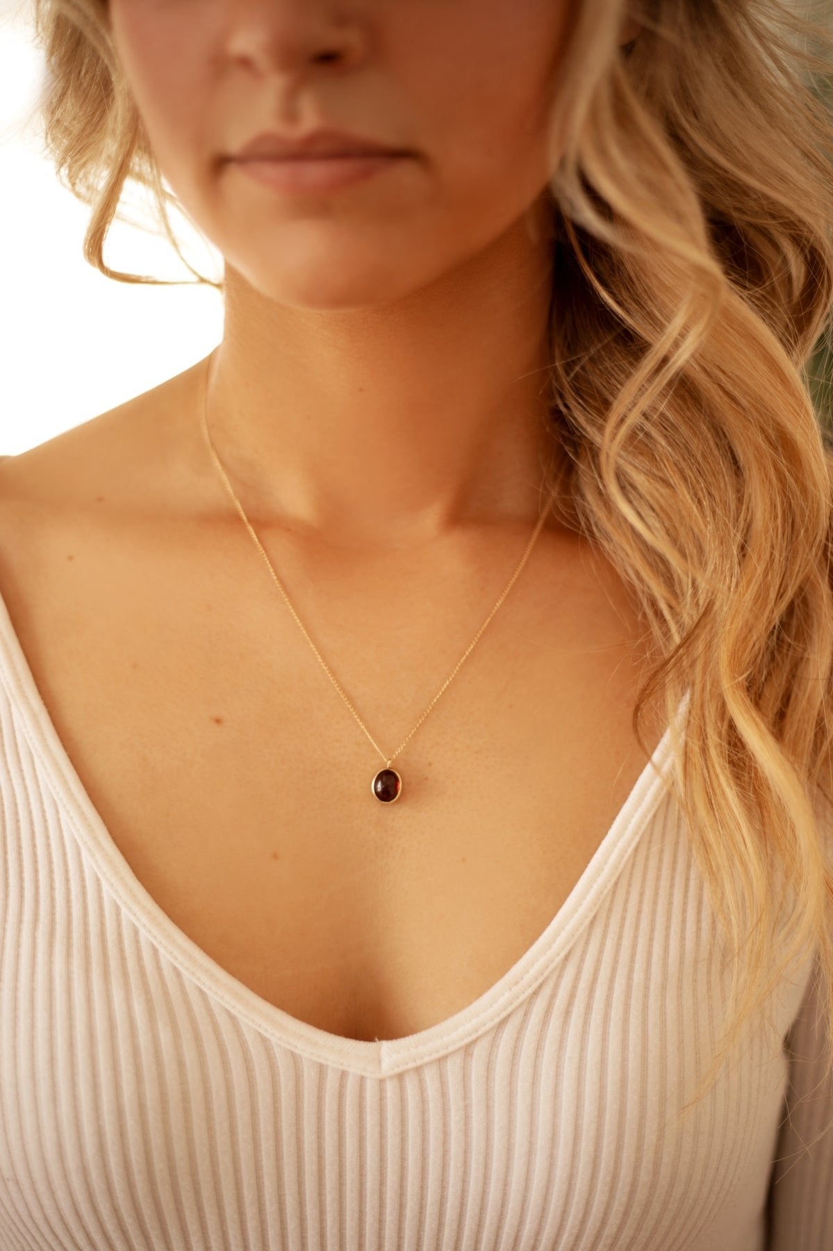 Garnet in Solid 10k yellow Gold Pendant