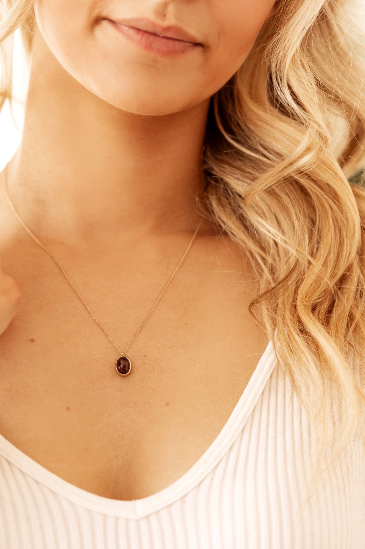 Garnet in Solid 10k yellow Gold Pendant