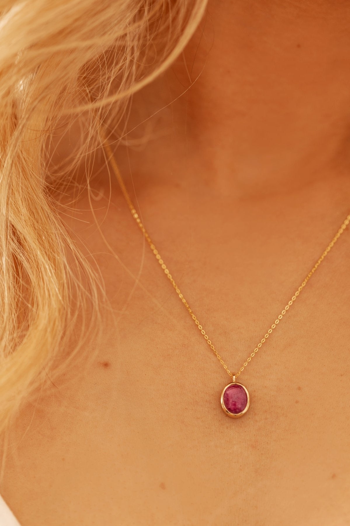 Ruby in Solid 10k yellow Gold Pendant