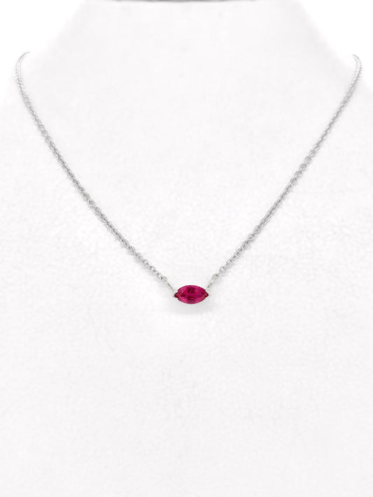 Marquis Natural Ruby White Gold Necklace