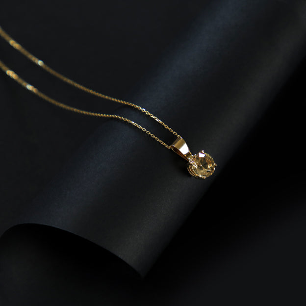 Gold Citrine Solitaire Pendant
