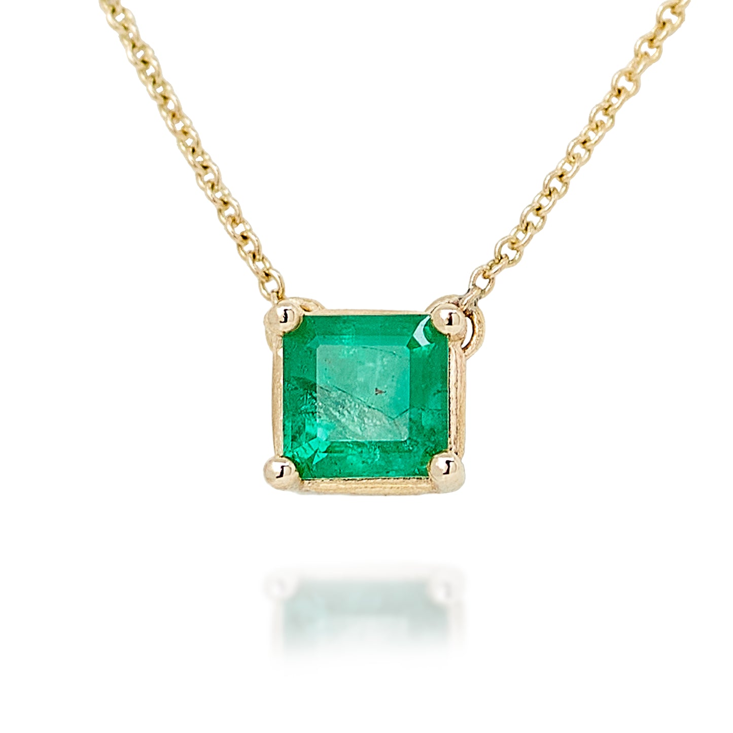 Princess-Cut Emerald Gold Necklace