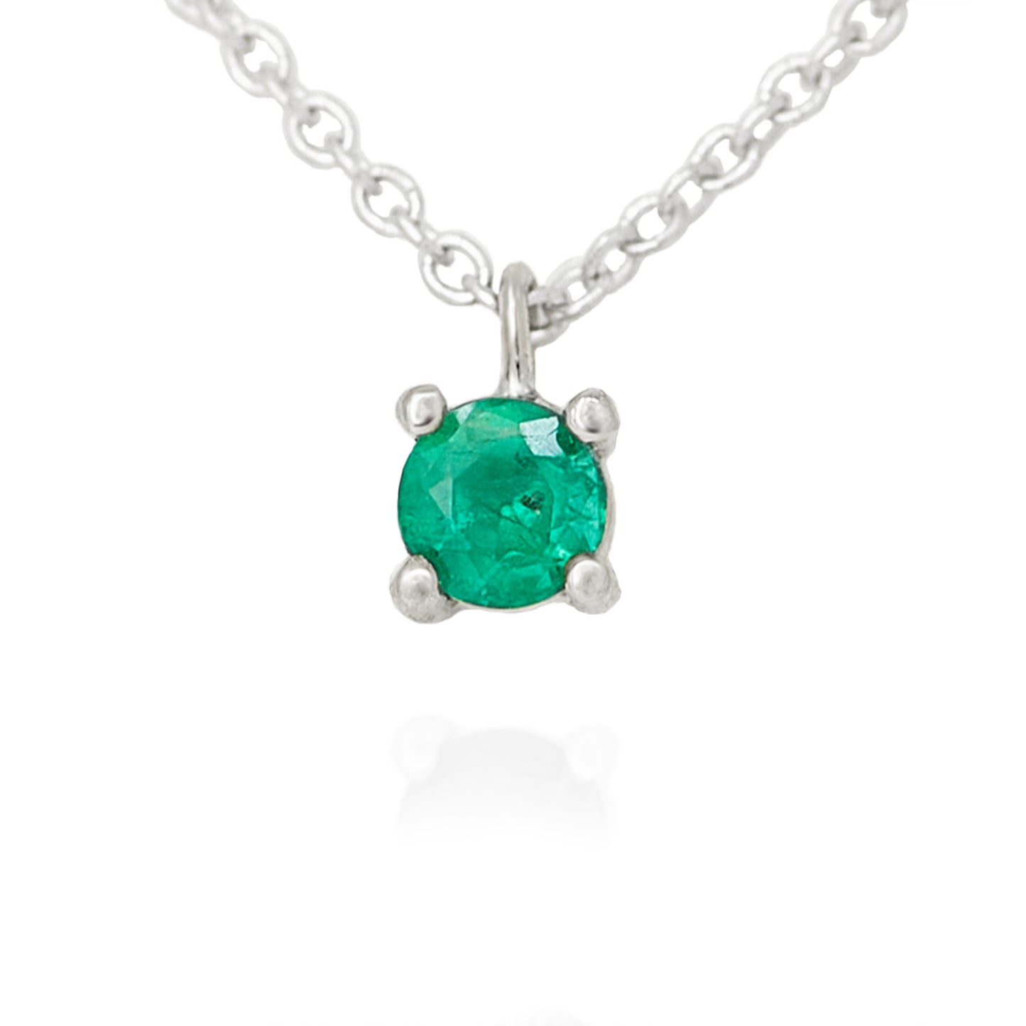 Emerald in White Gold Necklace