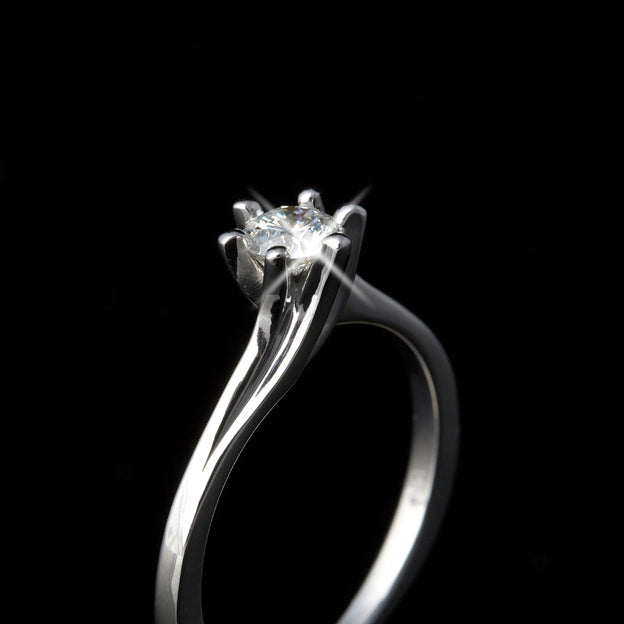 Twisted Six Prongs Natural diamond gold Engagement Ring