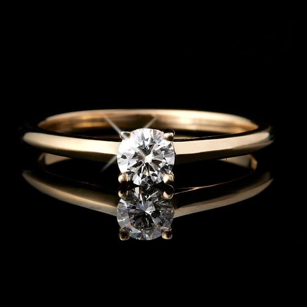 Solitaire Round Diamond Yellow Gold Engagement Ring