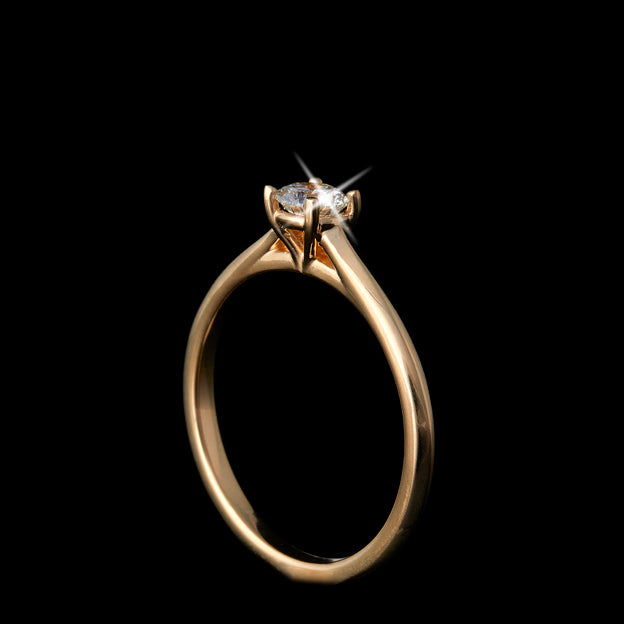 Solitaire Round Diamond Yellow Gold Engagement Ring