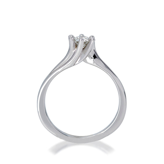 Twisted Six Prongs Natural diamond gold Engagement Ring