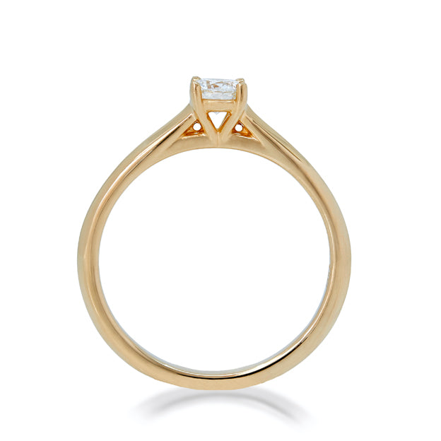Solitaire Round Diamond Yellow Gold Engagement Ring