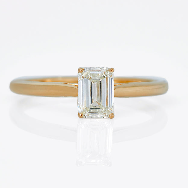 Emerald-Cut Lab-Grown Diamond and Yellow Gold Engagement Ring