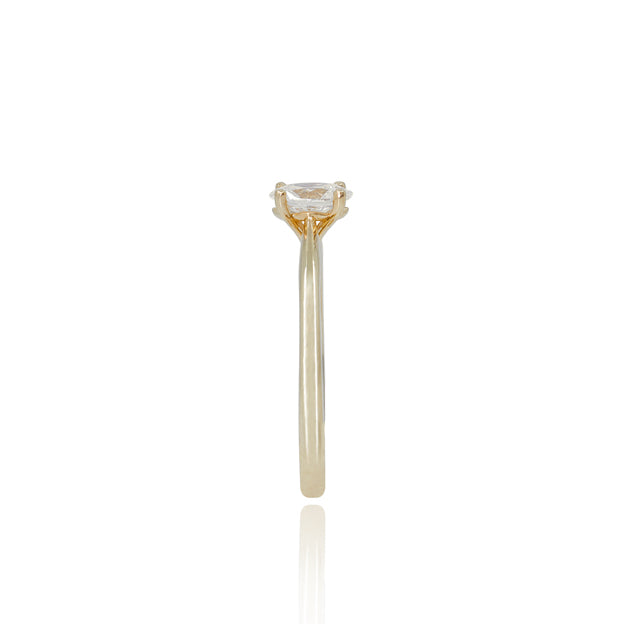 Oval Natural Diamond and Yellow Gold Engagement Ring