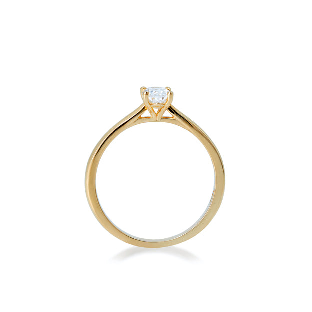 Oval Natural Diamond and Yellow Gold Engagement Ring