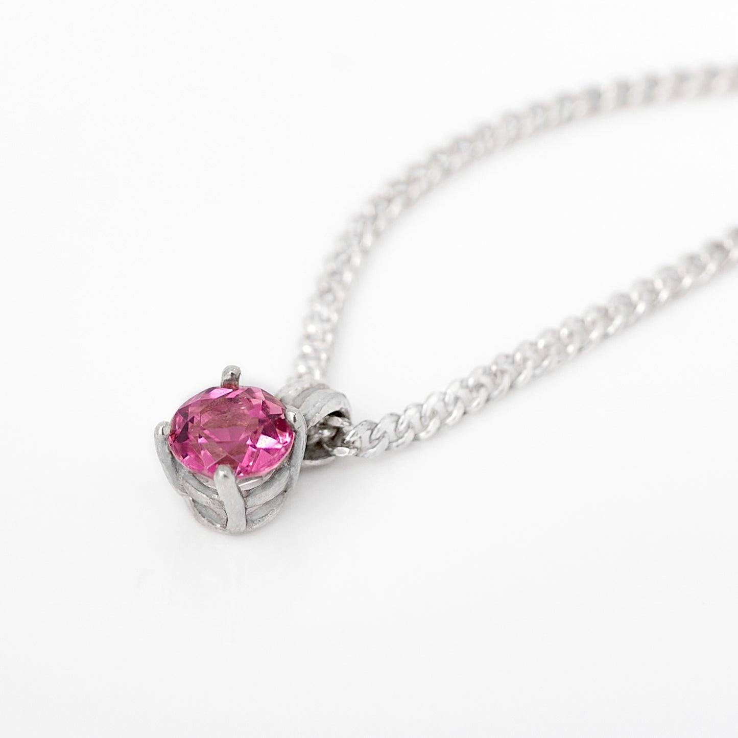 Pink Tourmaline Silver Necklace