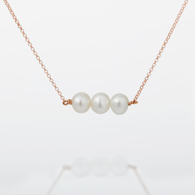 Three Pearls Gold Necklace