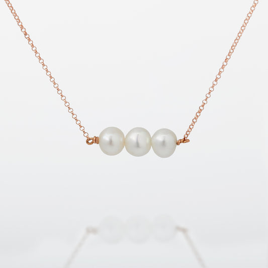 Three Pearls Gold Necklace
