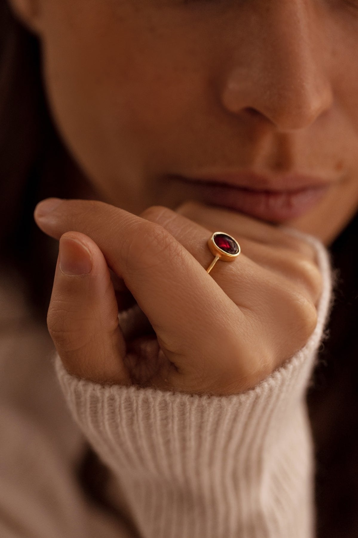 Garnet in 10K Solid Gold Ring