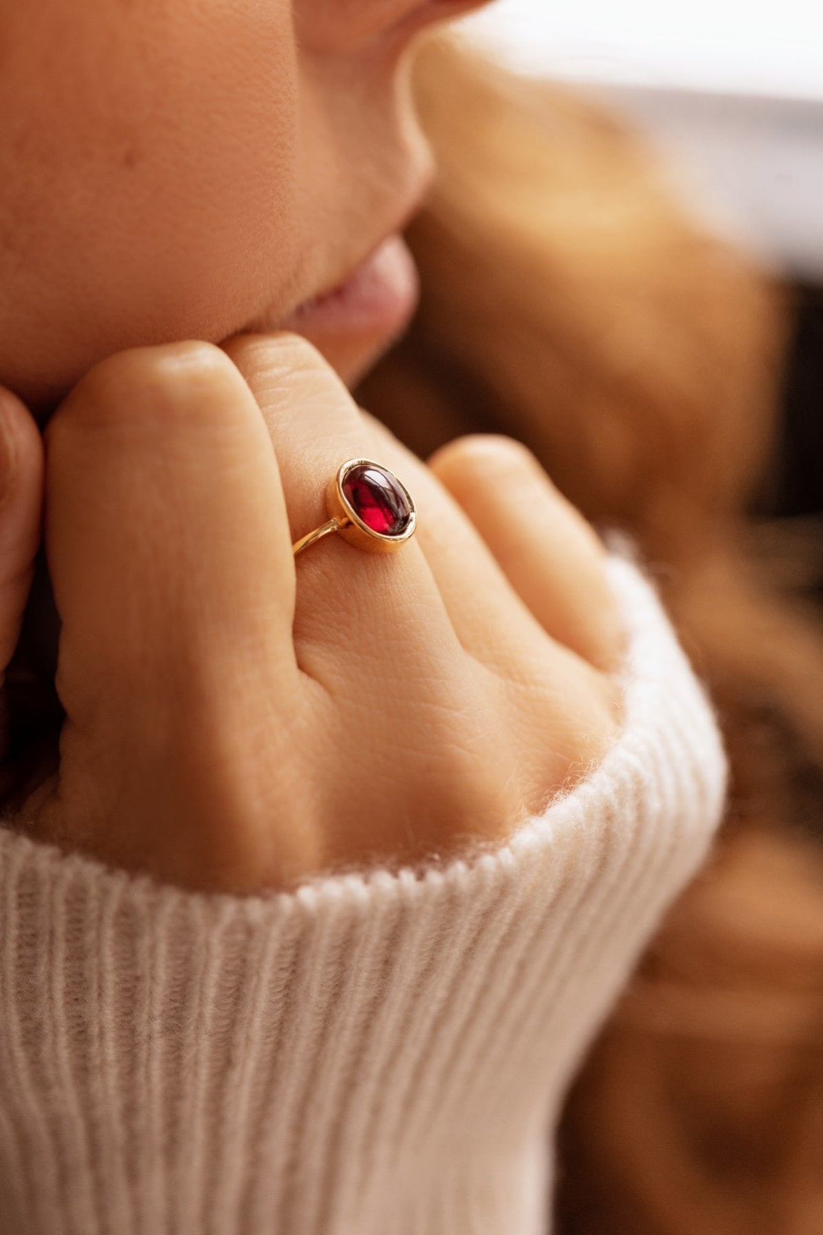 Garnet in 10K Solid Gold Ring