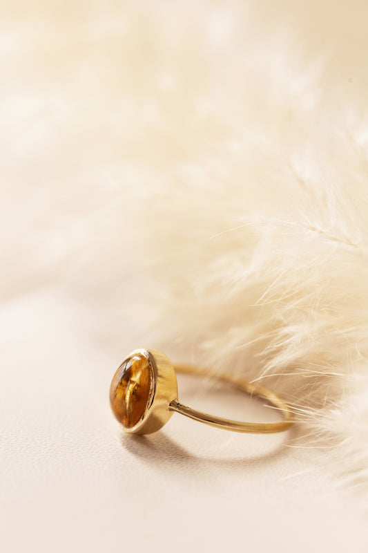 Yellow Citrine in 10K Yellow Gold Ring