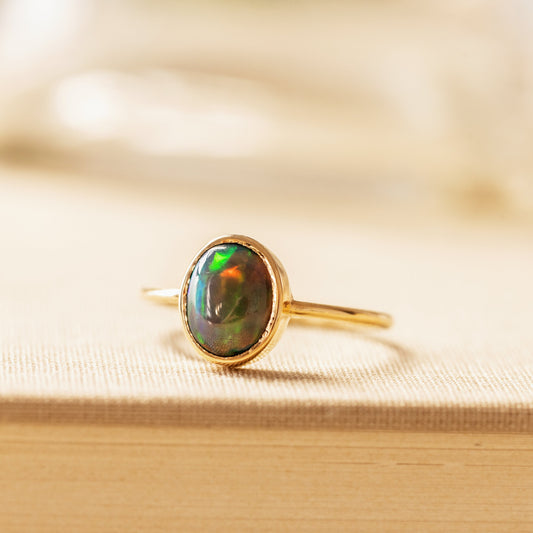 Black Ethiopian Opal Ring