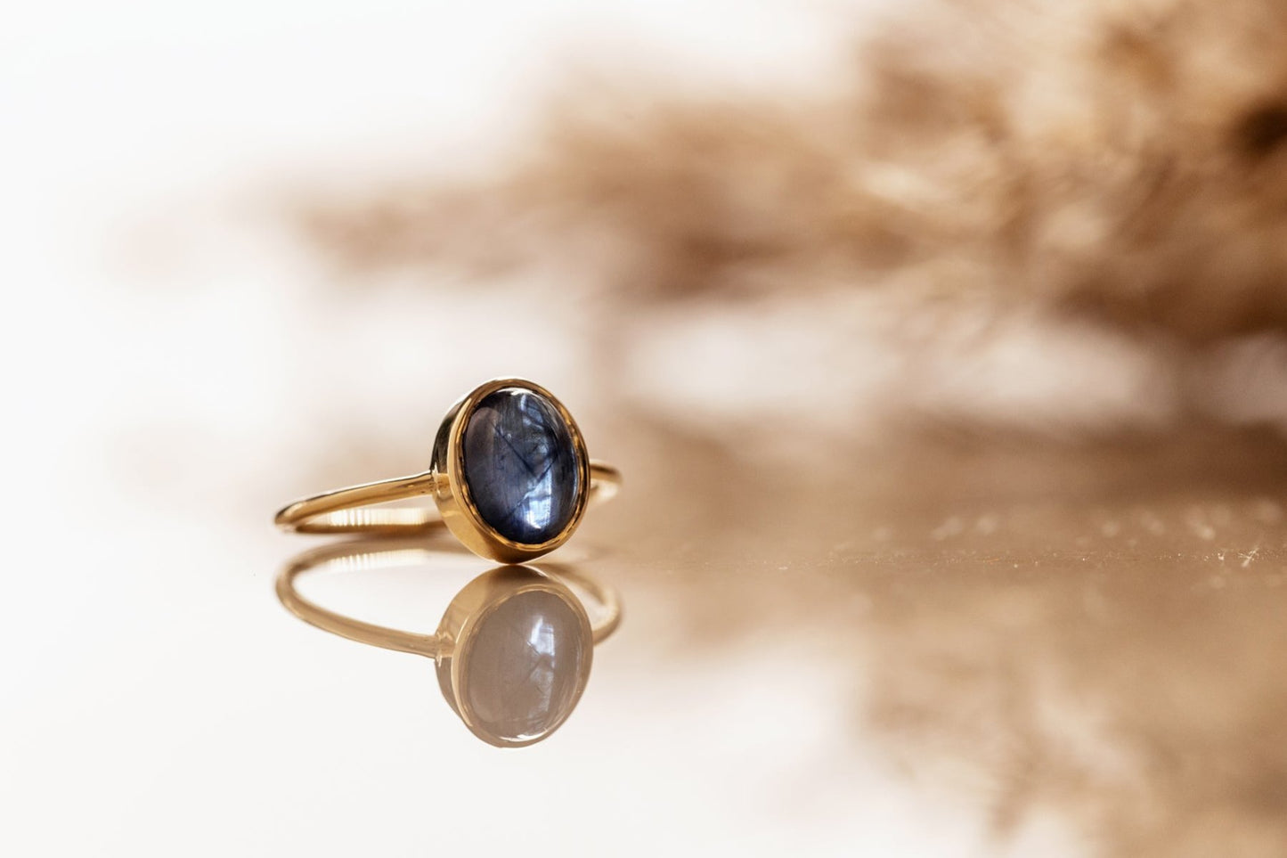 Blue Sapphire in Solid 10K yellow gold Ring