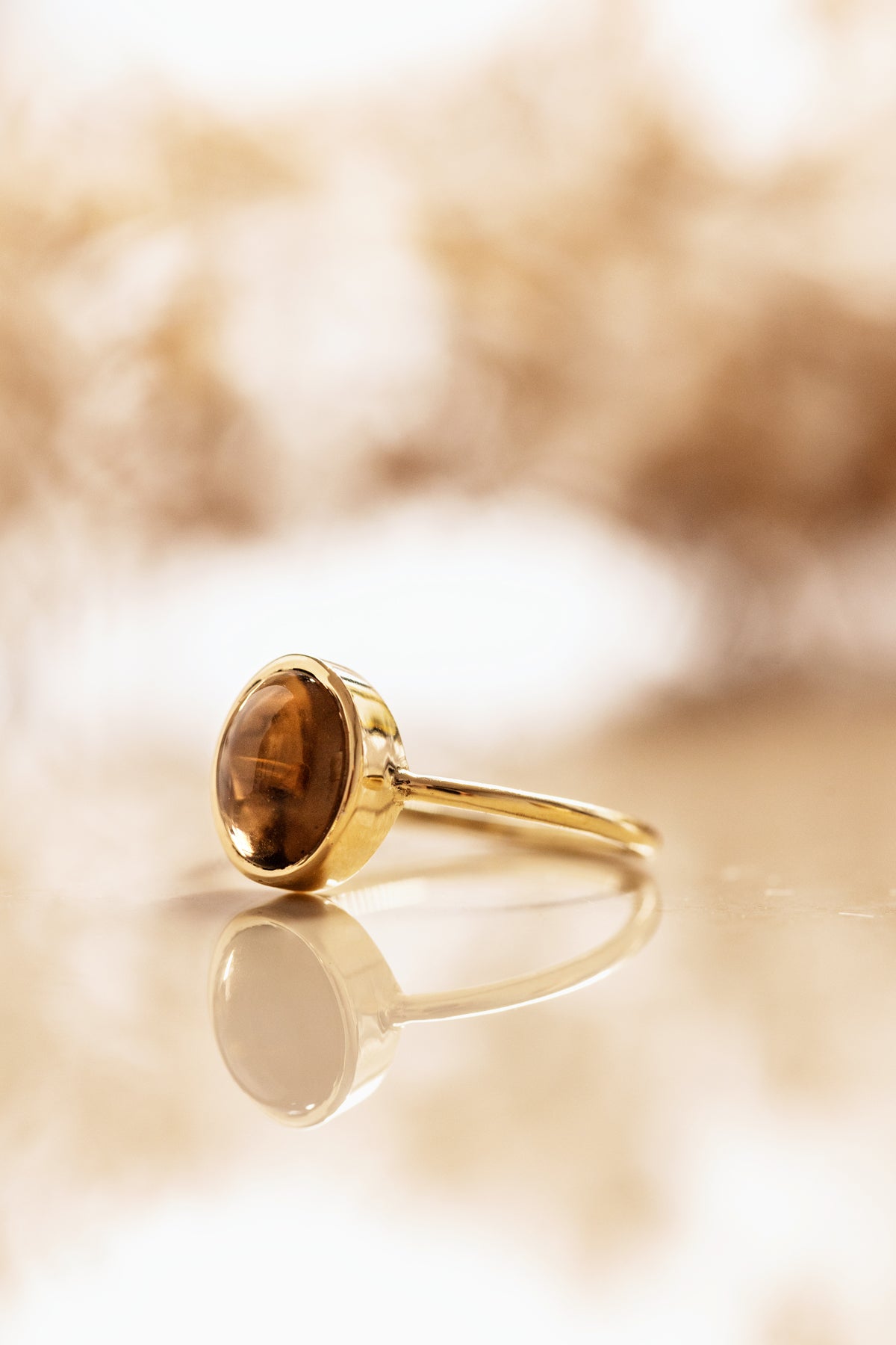 Smoky Quartz in Solid 10K yellow Gold Ring