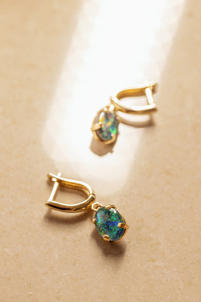 Australian Opal Gold Earrings