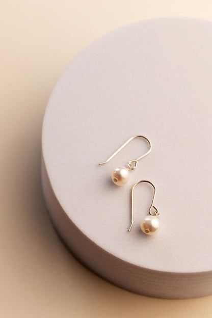 Single Pearl Drop Earrings