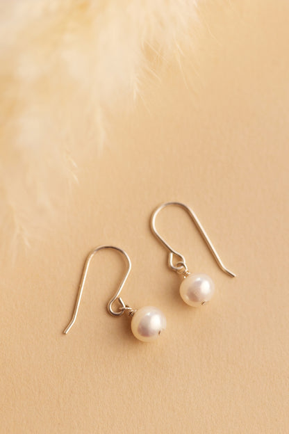 Single Pearl Drop Earrings