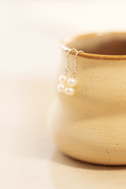 Double Pearl Drop Earrings