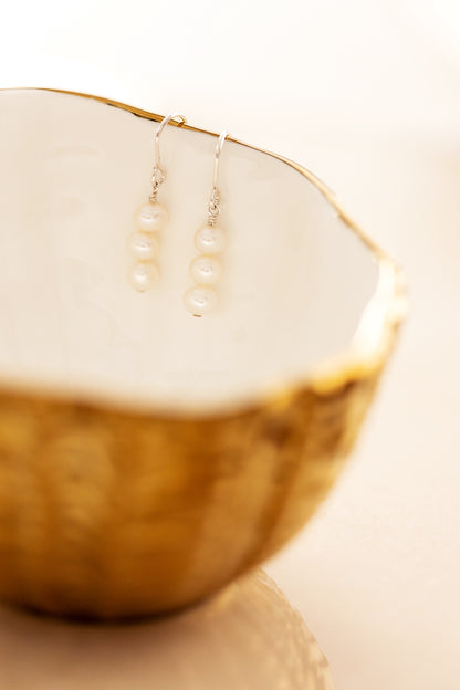 Three Pearl Drop Earrings