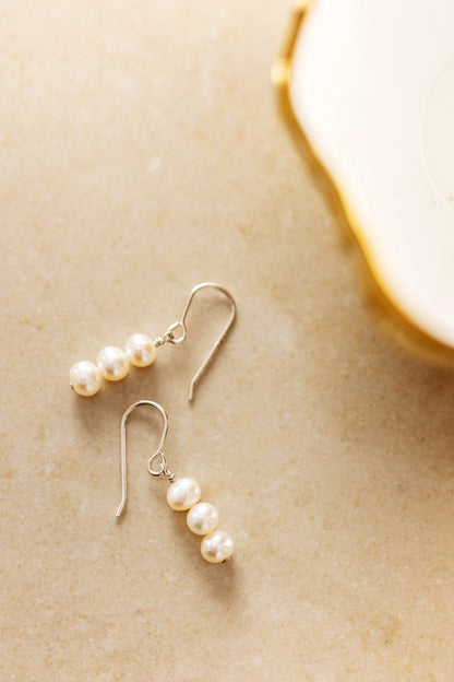 Three Pearl Drop Earrings