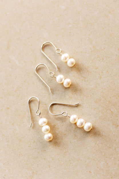 Three Pearl Drop Earrings