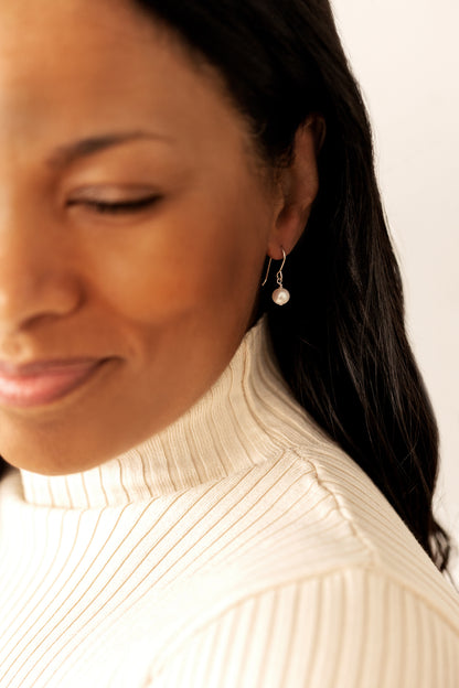 Single Pearl Drop Earrings