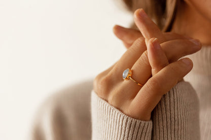 Moonstone in Solid 10K yellow Gold Ring