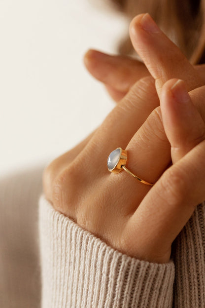 Moonstone in Solid 10K yellow Gold Ring