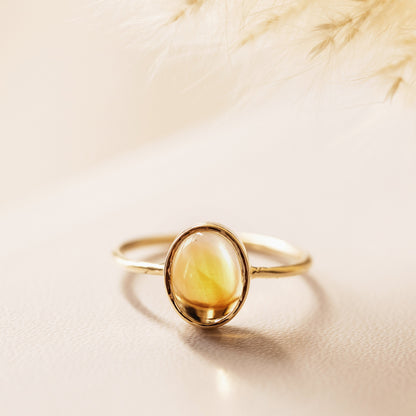 Yellow Citrine in 10K Yellow Gold Ring