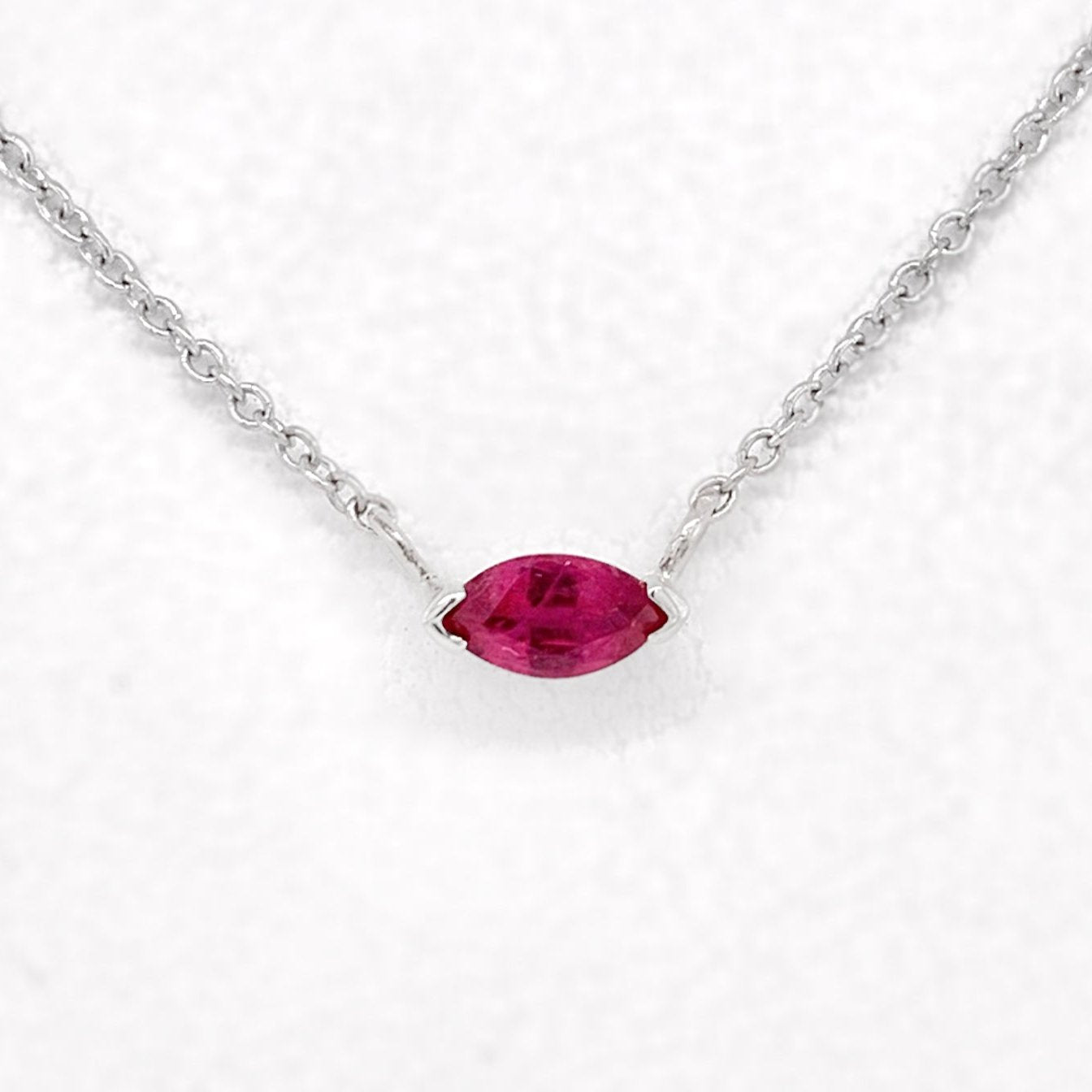 Marquis Natural Ruby White Gold Necklace