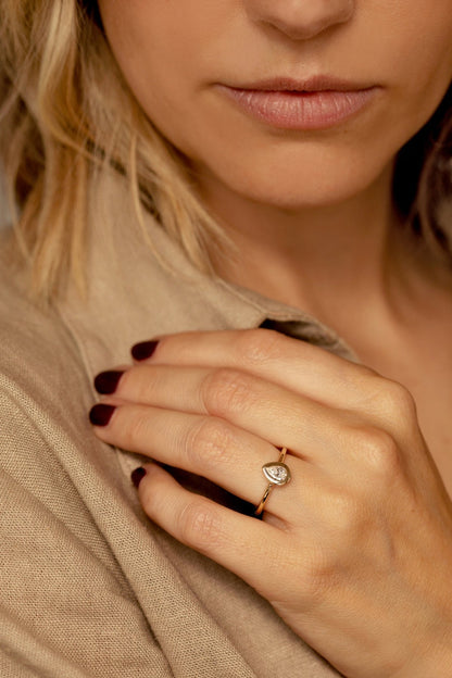 Pear shape Natural Diamond Bezel set Solitaire Engagement Ring