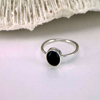 Natural Onyx in Sterling Silver Ring