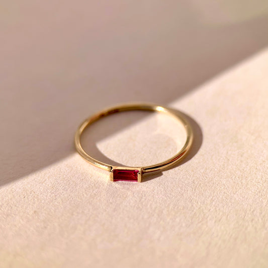 Baguette-cut Ruby and Gold Ring