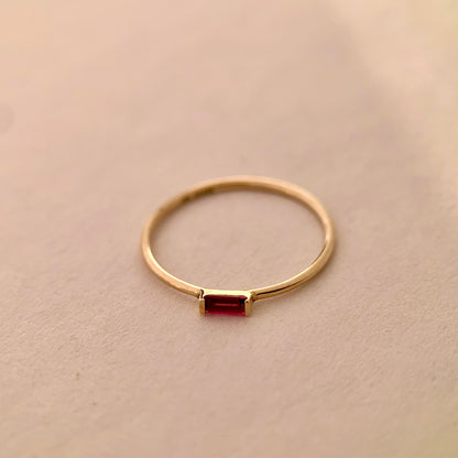 Baguette-cut Ruby and Gold Ring