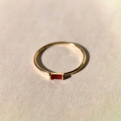 Baguette-cut Ruby and Gold Ring