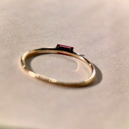 Baguette-cut Ruby and Gold Ring