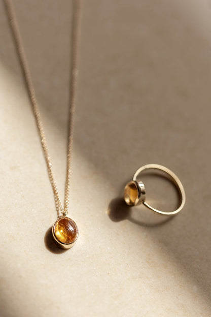 Yellow Citrine in Solid 10k yellow Gold Pendant