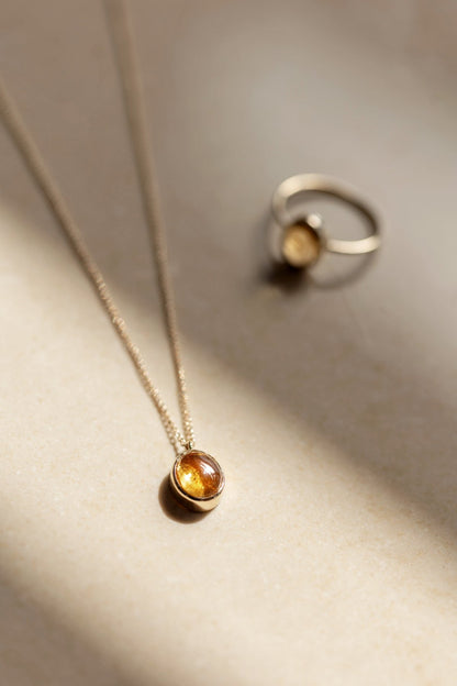 Yellow Citrine in Solid 10k yellow Gold Pendant